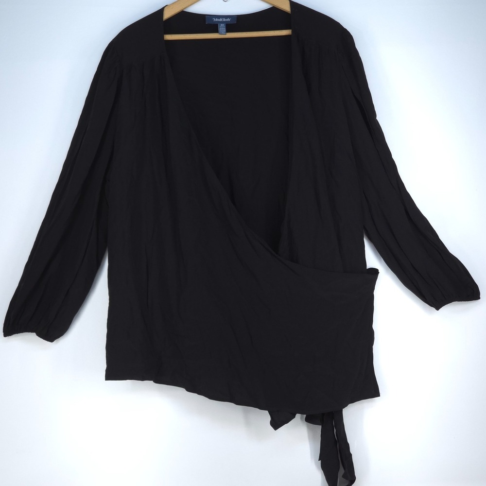 ModCloth Long Sleeve V-Neck Wrap Top Women's 4X Date Night Minimalist Preppy NWT
